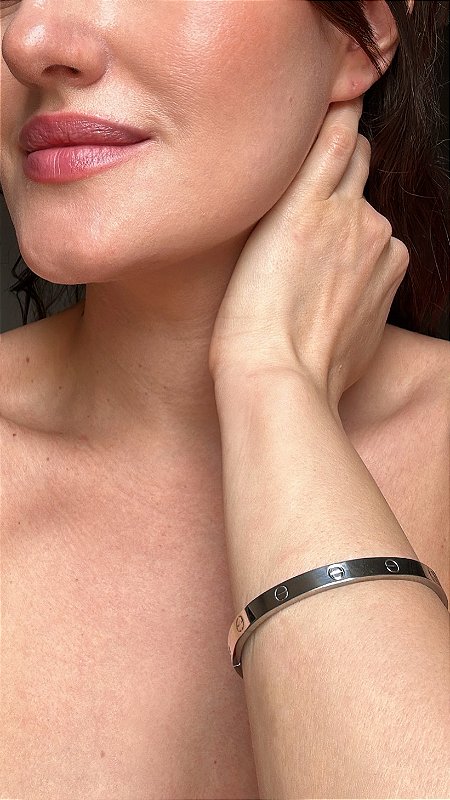 Bracelete Inspiração Cartier Aço Prata