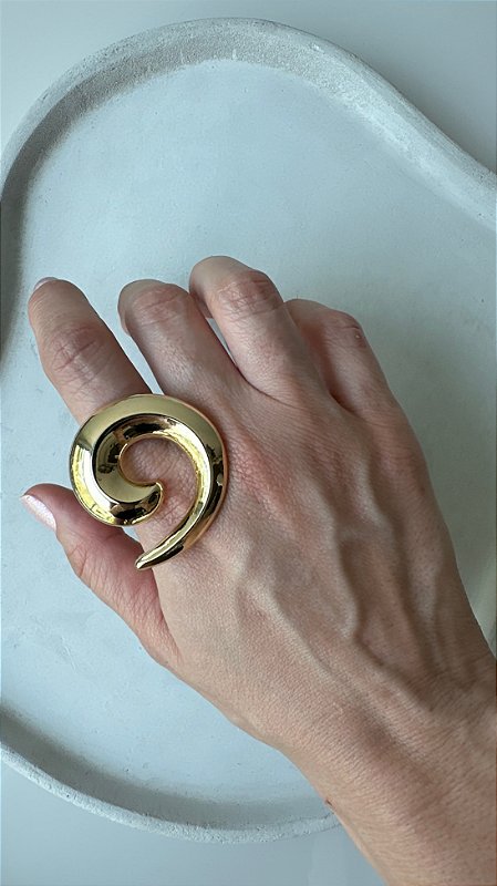 Anel Caracol Dourado Ajustável