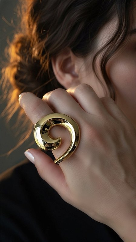 Anel Caracol Dourado Ajustável