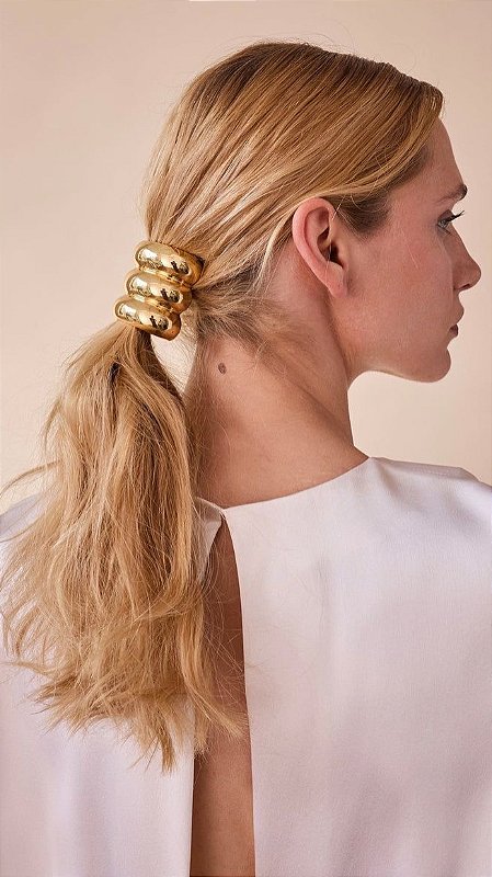 Xuxinha Pony Cuff Metal Dupla Dourada
