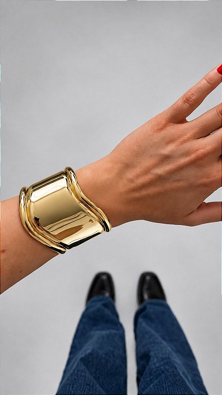 Bracelete Bone Banho Ouro 18K Aço