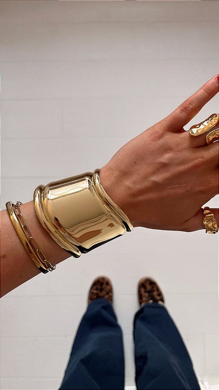 Bracelete Inspiração Tiffany Bone Cuff Dourado