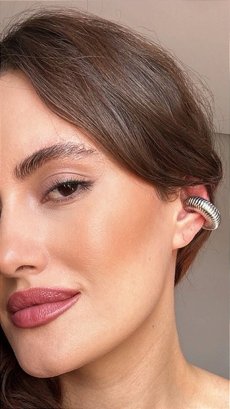 Brinco Ear Cuff Texturizado Prata