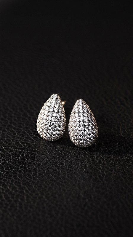 Brinco Gota Cravejada Prata Folheada