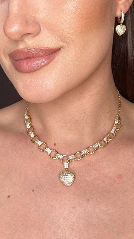 Conjunto Inspiração Pandora Zircônia Dourado