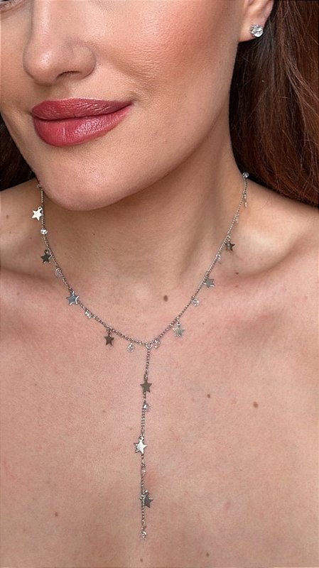 Conjunto Estrelinha Strass Prata