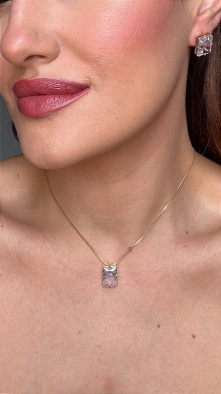 Conjunto Cristal Quadrado Folheado
