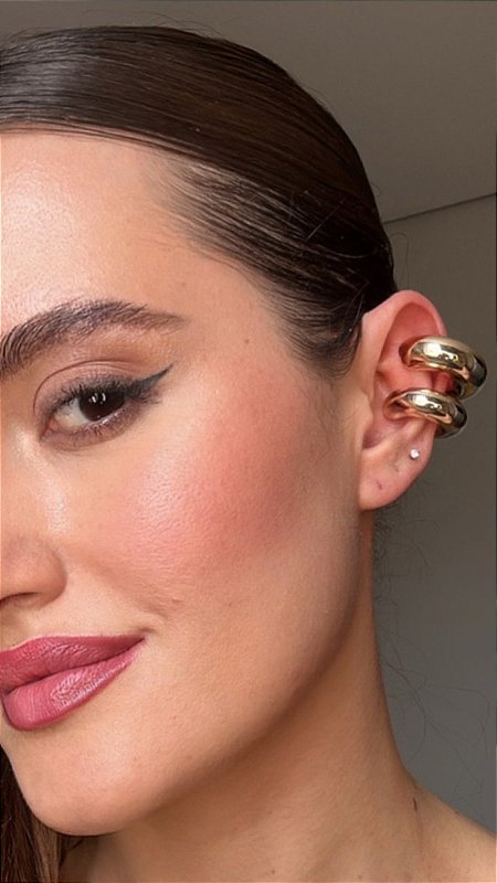 Brinco Ear Cuff Duplo Bold Dourado