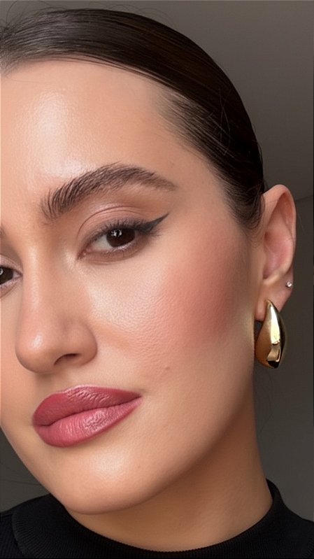 Brinco Gota Geométrico Dourado Folheado