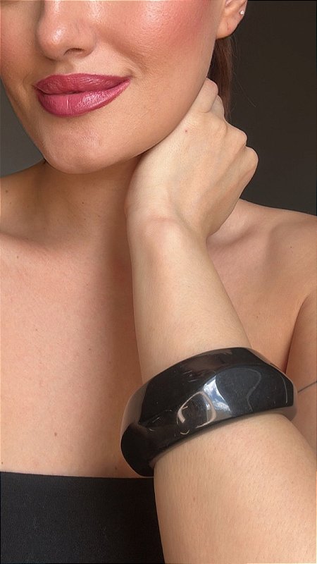 Bracelete Orgânico Resina Preto