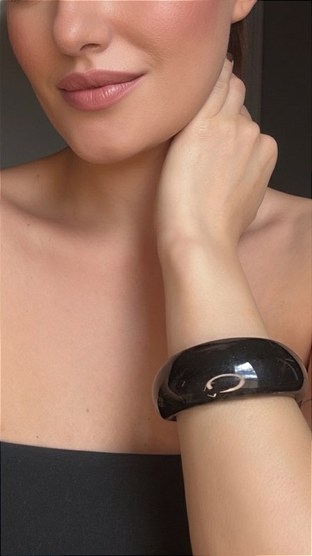Bracelete Resina Preto Mesclado