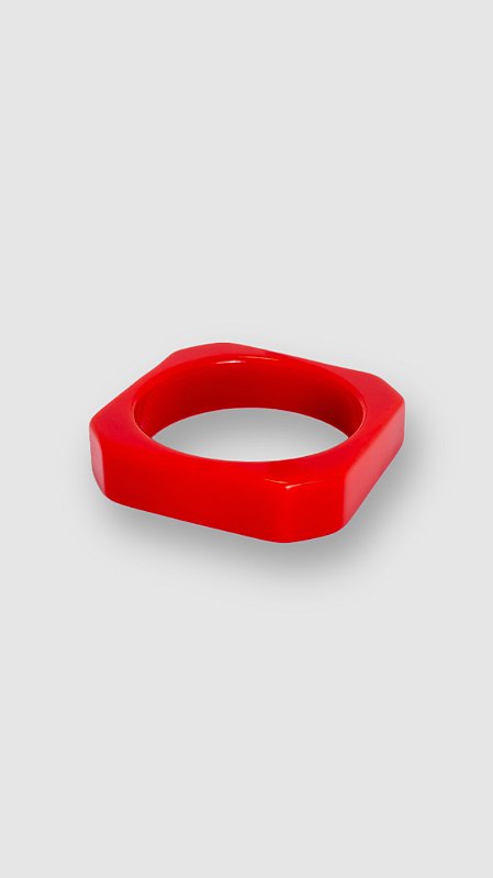 Bracelete Quadrado Resina Vermelho Sólido