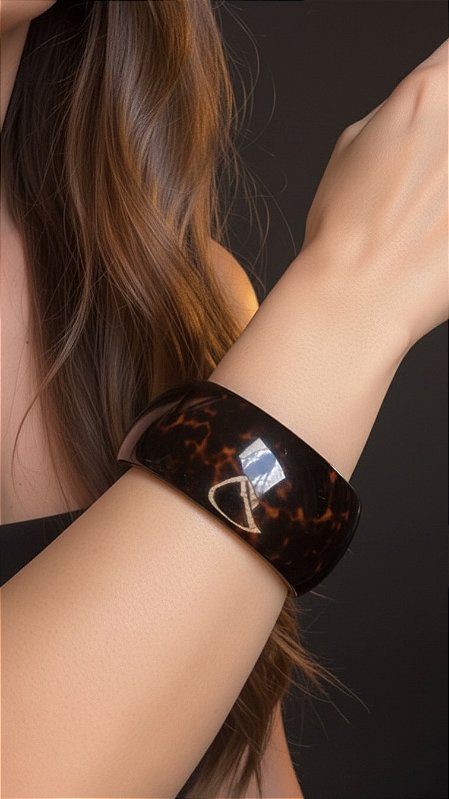 Bracelete Orgânico Resina Mesclado Marrom