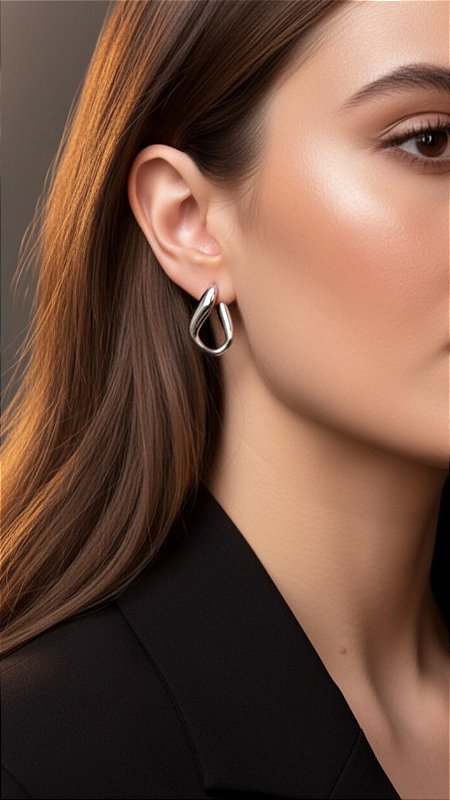 Brinco Orgânico Folheado Prata