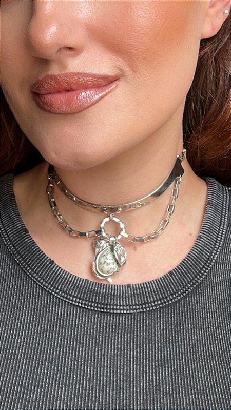 Colar Choker Boho Prata