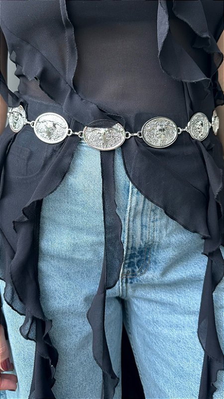 Cinto Medalha Boho Prata