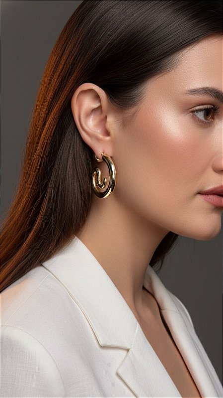 Brinco Argola Orgânica 2 em 1 Dourado