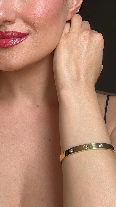 Bracelete Inps Cartier Pedras Dourado