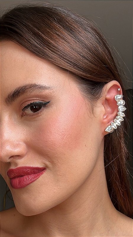Brinco Ear Cuff Chatons Dourado