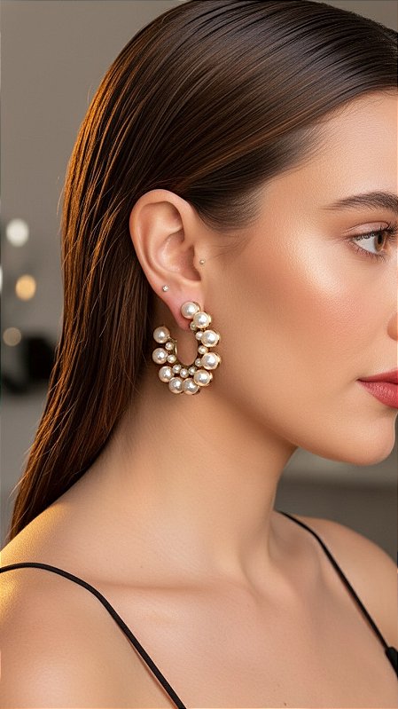 Brinco Argola Pérolas