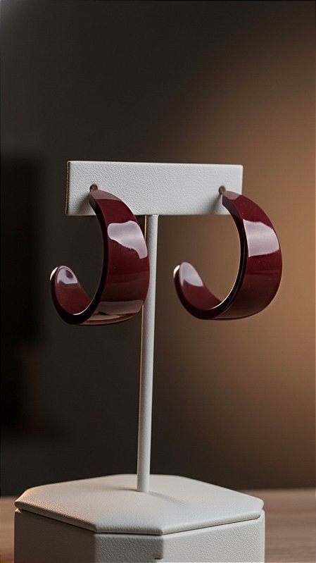 Brinco Argola Resina Vinho