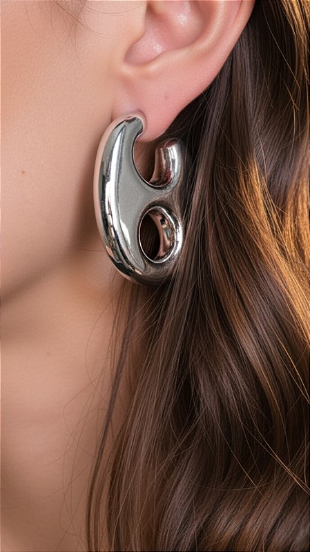 Brinco Máxi Insp Gucci Prata