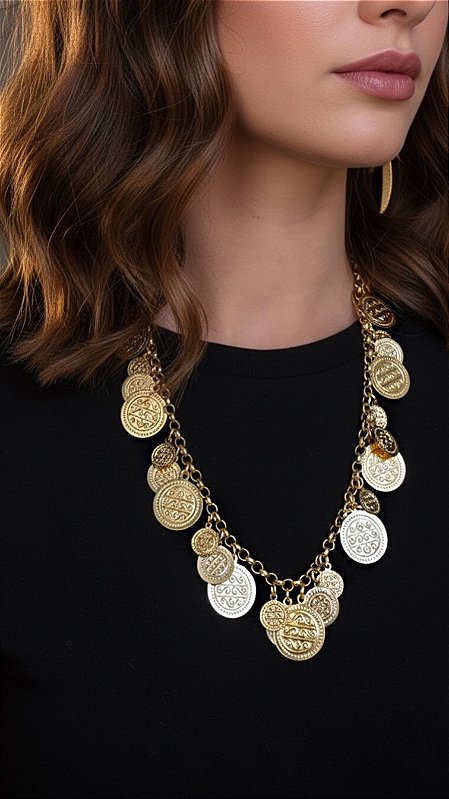 Colar Medalhas Dourado