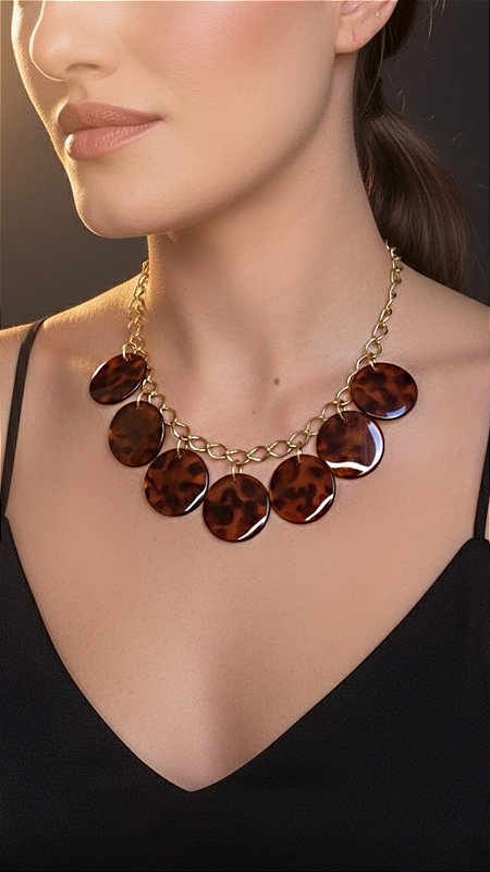 Colar Esferas Marrom