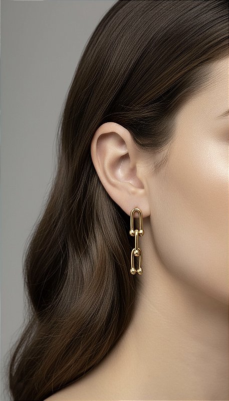 Brinco Mini Insp Tiffany Pendurado Aço Dourado