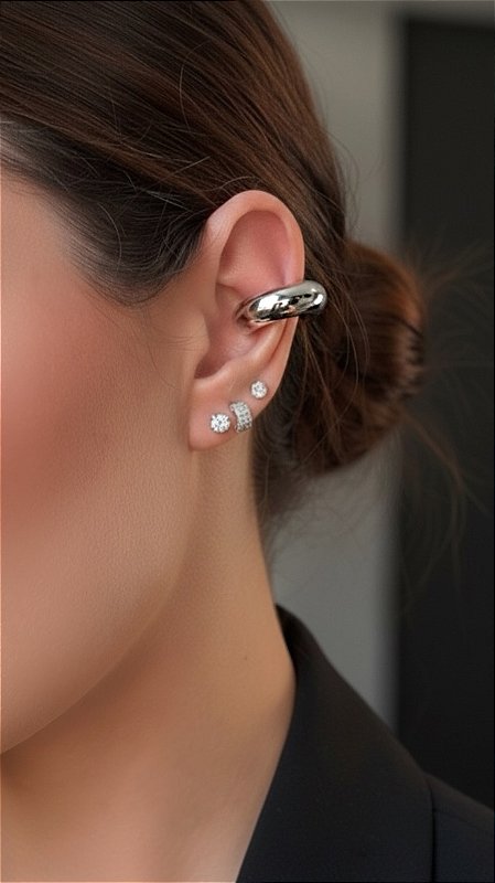 Brinco Ear Cuff Bold Prata