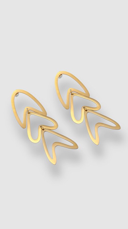 Brinco Peixe Alongado Aço Dourado