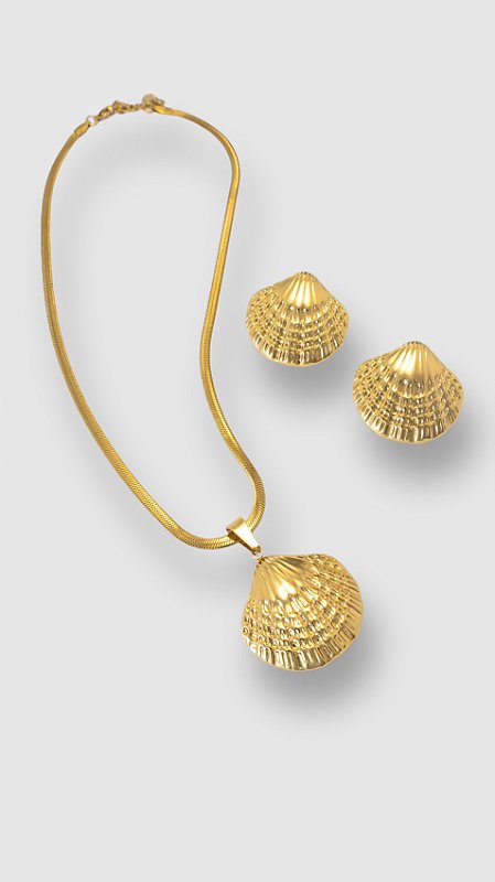 Conjunto Concha Aço Dourado