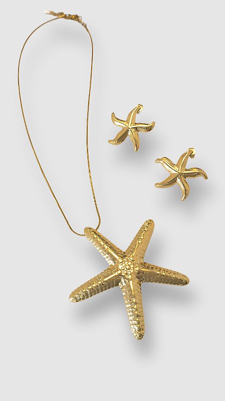 Conjunto Estrela-do-Mar Aço Dourado