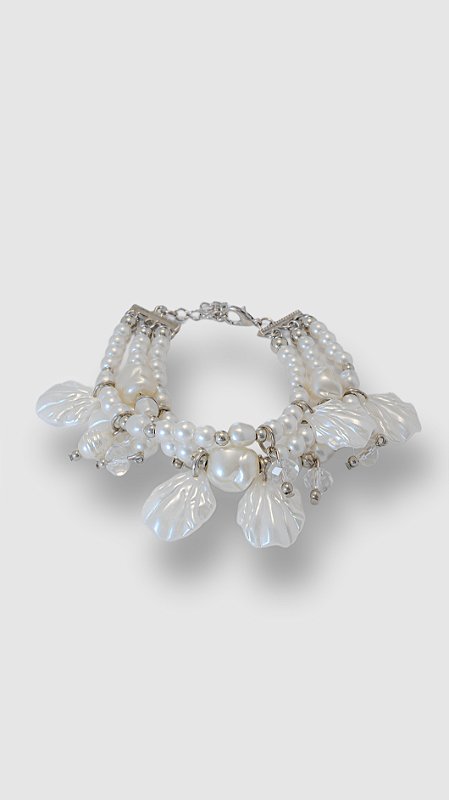 Pulseira Ajustável Pérolas E Conchas Off