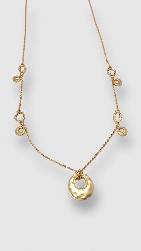 Colar Alongado Pingentes Orgânicos Dourado