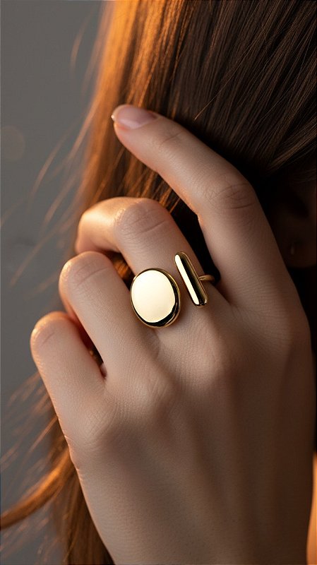 Anel Ajustável Orgânico Dourado