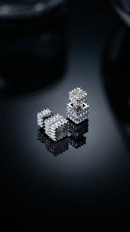 Brinco Tarraxa Dupla Zircônia Prata