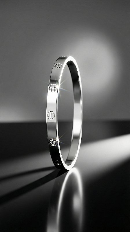 Bracelete Insp Cartier Aço Pedras Prata
