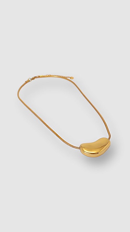 Colar Pingente Orgânico Aço Dourado