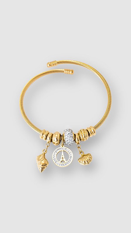 Bracelete La Vie Berloques Aço Dourado
