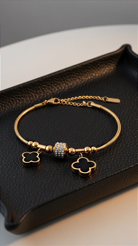 Pulseira Insp Van Cleef Alhambras Aço Dourado