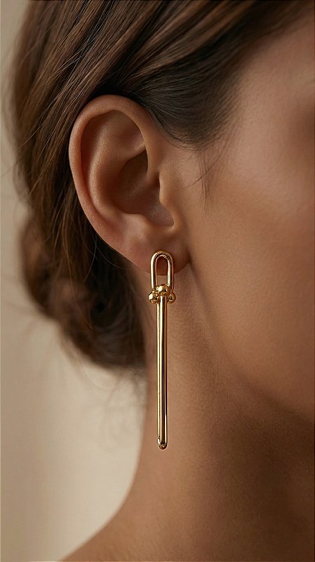 Brinco Elos Alongado Insp Tiffany Dourado