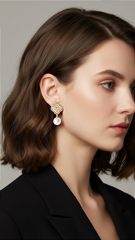 Brinco Insp Van Cleef Alhambra Madrepérola Dourado