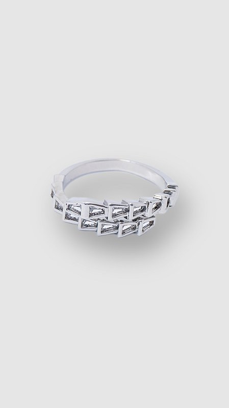 Anel Insp Bulgari Zircônia Prata Ajustável
