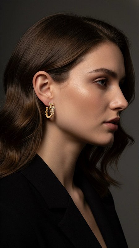 Brinco Argola Inps Bulgari Cravejado Zircônia Dourado