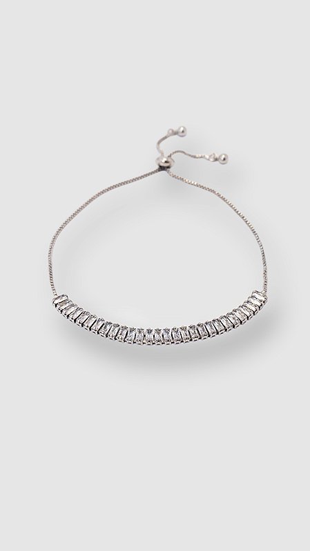 Pulseira Riviera Zircônia Ajustável Prata