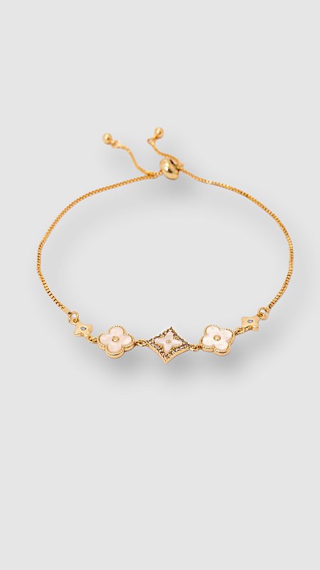 Pulseira Insp Van Cleef Madrepérola Ajustável Dourado