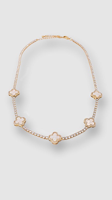 Colar Insp Van Cleef Alhambra Madrepérola Dourado
