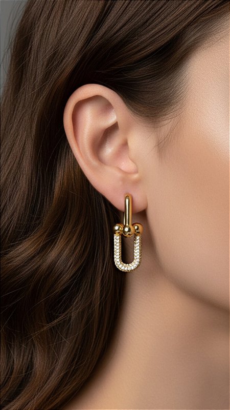 Brinco Insp Elos Tiffany Cravejado Zircônia Dourado