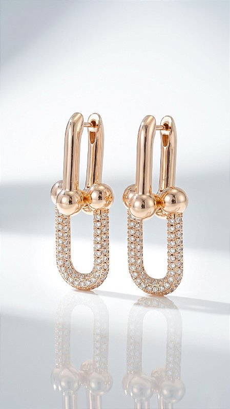 Brinco Elos Insp TF Cravejado Zircônia Dourado